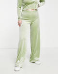 Daisy Street Plus v waist fitted pants in stretch velvet sage (part of a set)-Grey