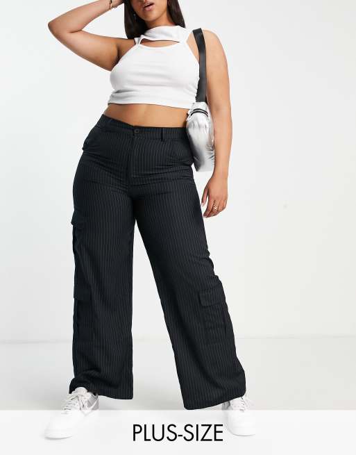 Black Sweatpants Women Basic Y2K Cargo Pants Striped Baggy Track