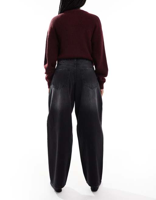 Daisy Street poetic low rise barrel jeans in black, 2 of 5