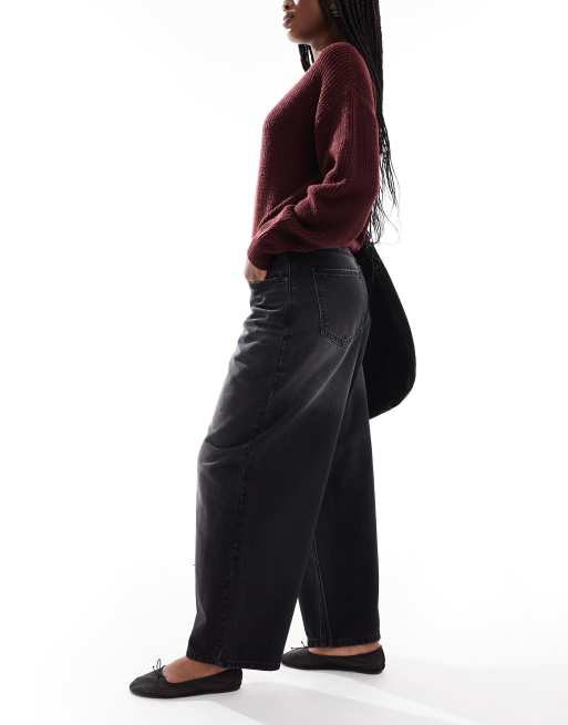 Daisy Street poetic low rise barrel jeans in black, 3 of 5