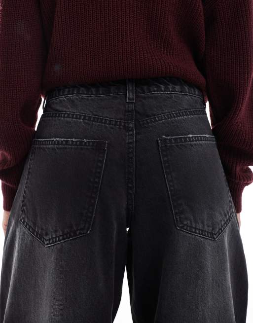 Daisy Street poetic low rise barrel jeans in black, 4 of 5