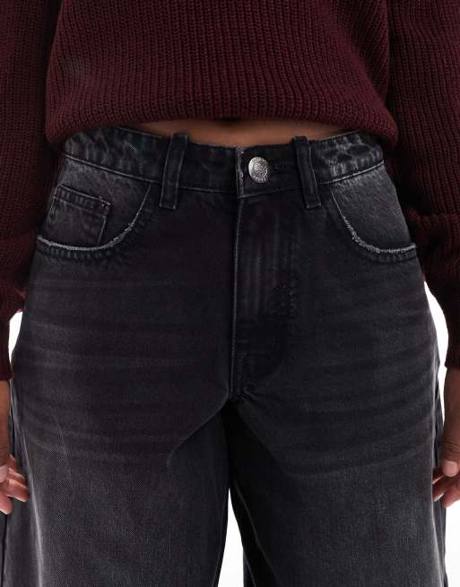 Daisy Street poetic low rise barrel jeans in black, 5 of 5