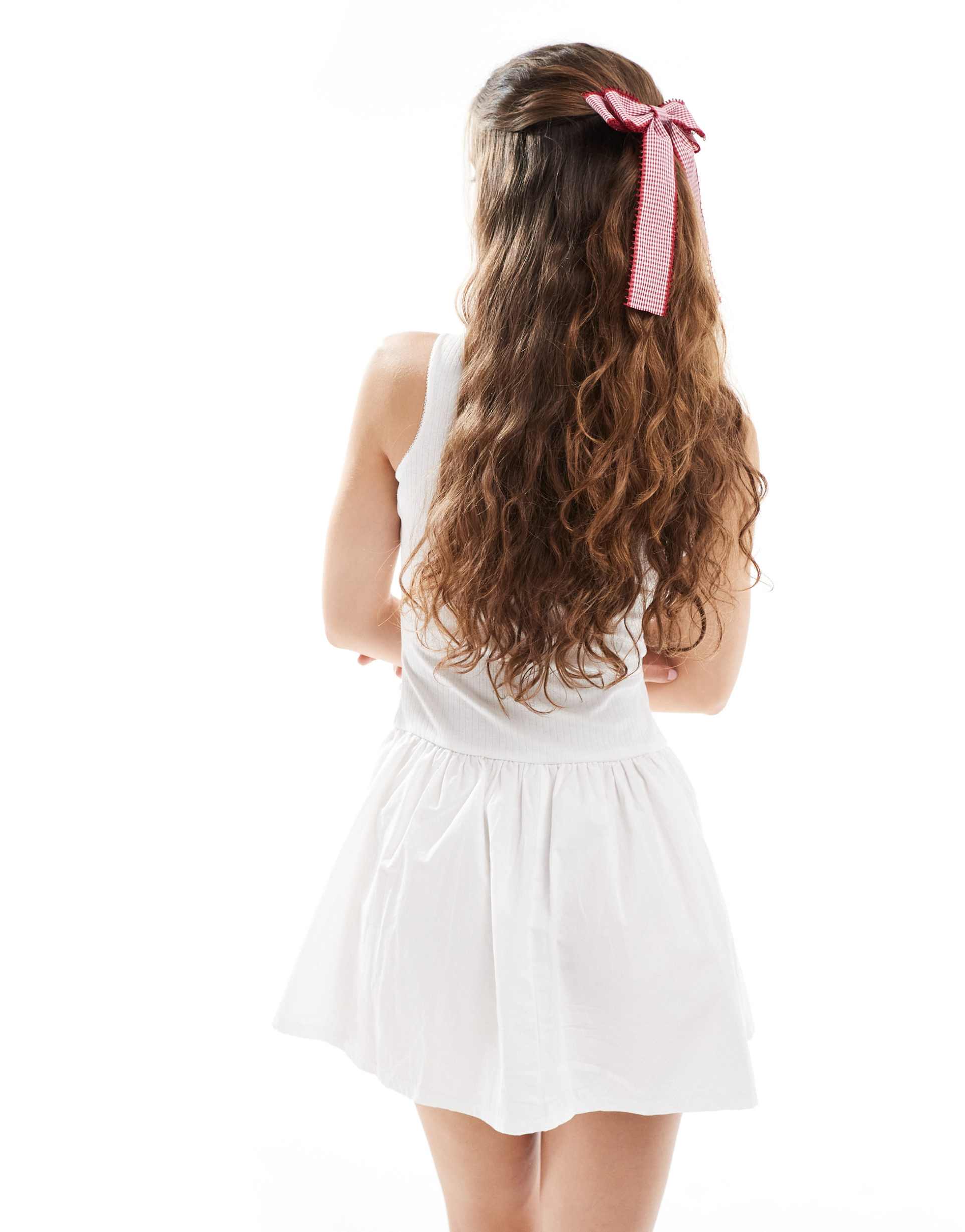 daisy street pointelle cotton mix mini dress in white