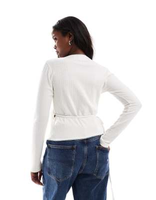 DAISY STREET POINTELLE WRAP-OVER TOP