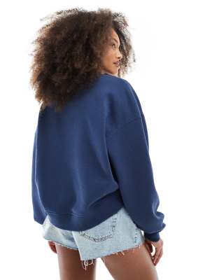 Daisy Street Printed Embroidered Sweatshirt With 1992 Graphic In Blue