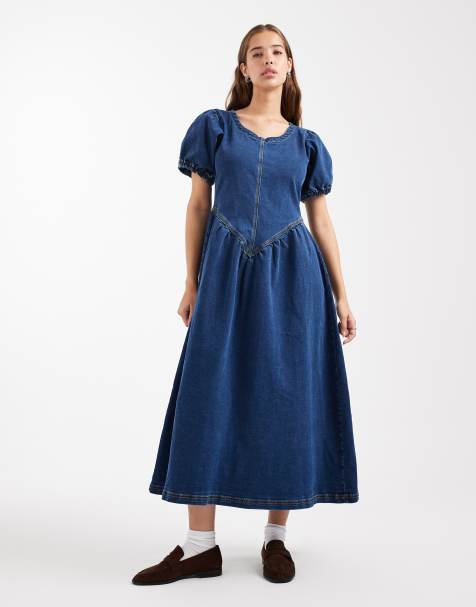 Daisy Street puff sleeve drop waist maxi dress in indigo - view 1