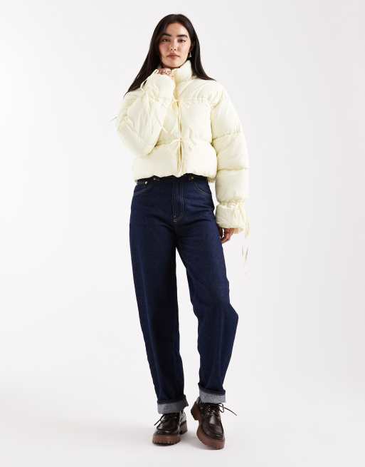 Daisy Street - Puffer jas met strikdetail in botergeel, 2 van 4