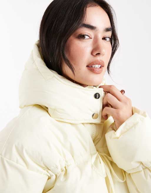 Daisy Street - Puffer jas met strikdetail in botergeel, 3 van 4