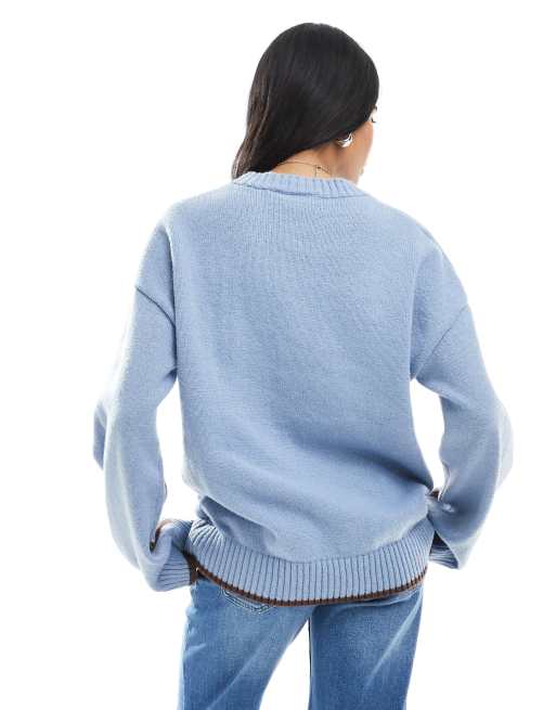 Daisy Street - Pull décontracté en maille intarsia - Bleu clair, 4 de 4