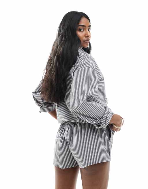 Daisy Street pull on boxer style shorts in black and white stripes - part of a set, 2 of 5