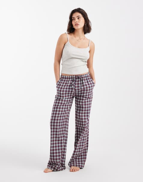 Daisy Street pull on cosy check pyjama trousers - view 1