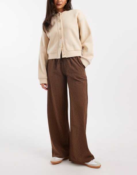 Daisy Street pull on drawstring trouser in rust check - view 1