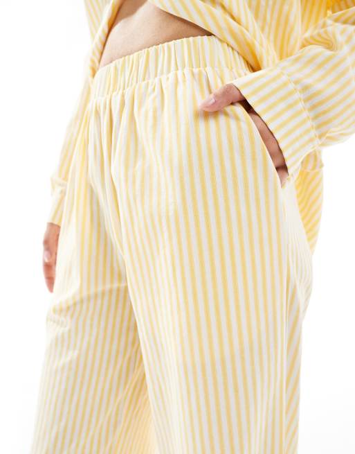 Daisy Street pull on low rise straight leg pants in yellow stripe - part of a set, 2 of 5