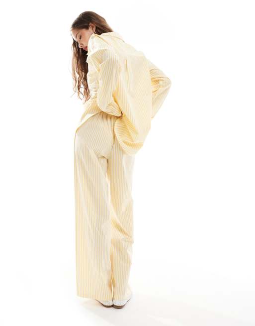 Daisy Street pull on low rise straight leg pants in yellow stripe - part of a set, 3 of 5