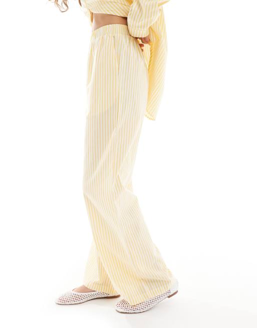Daisy Street pull on low rise straight leg pants in yellow stripe - part of a set, 5 of 5