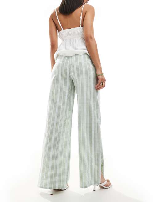 Daisy Street pull on pants in green gingham, 3 of 5