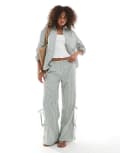 [Daisy Street] Daisy Street pull on pants with tie side in green stripe (part of a set) 10 Green Stripe
