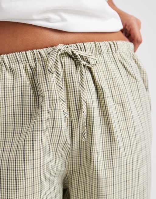 Daisy Street pull on pyjama pants in green check, 3 of 4