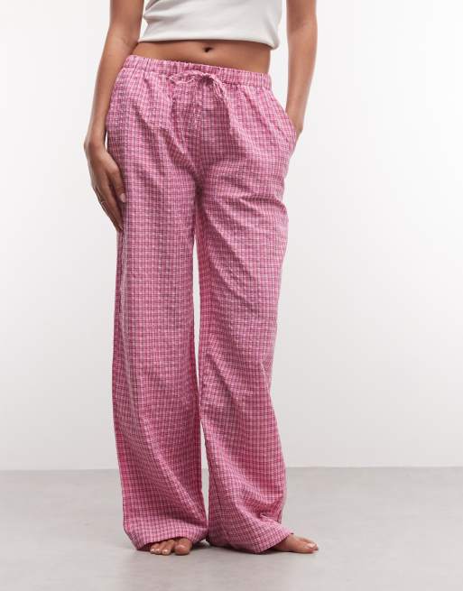 Daisy Street pull on pyjama trousers in grey and pink check, 3 of 4