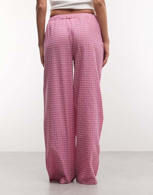 Daisy Street pull on pyjama trousers in grey and pink check, 4 of 4