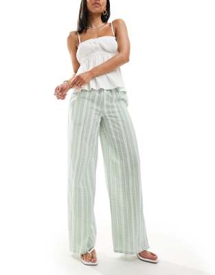 Daisy Street Daisy Street pull on trouser in green gingham
