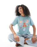 [Daisy Street] Daisy Street pyjama oversized tee and striped pants set in blue-Multi 12 MULTI