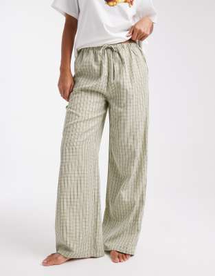 Daisy Street - Pyjama-Schlupfhose in grün kariert