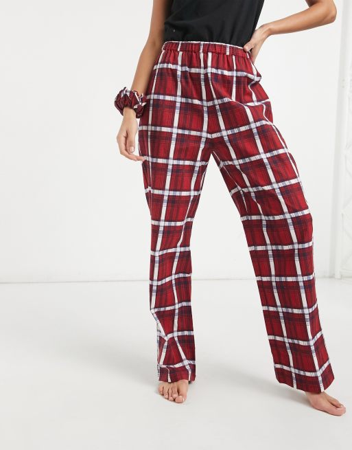 Daisy Street - Pyjamabroek met scrunchie in ruitprint