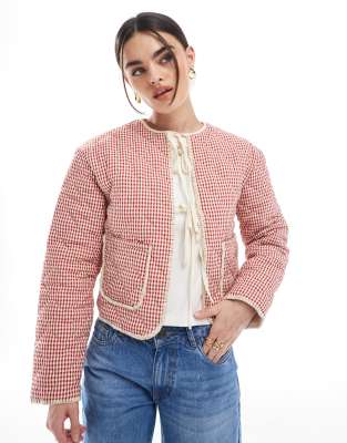 quilted jacket in red gingham