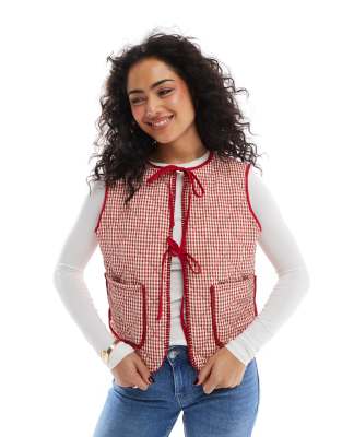 quilted vest in red gingham