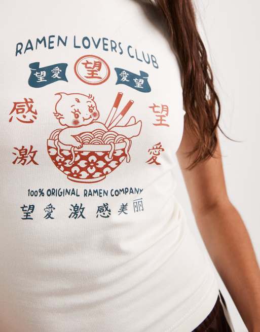Daisy street ramen graphic baby tee in ecru, 2 of 4