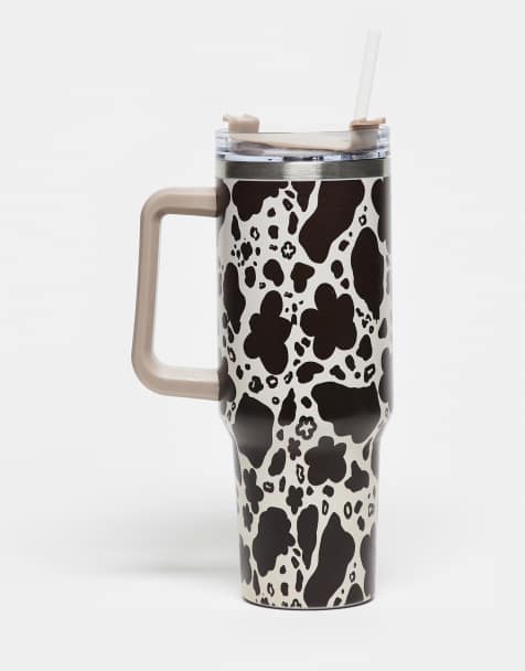 Daisy Street re-usable drinking cup in cow print - view 1