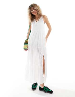 Daisy Street Relaxed Boho Maxi Dress In White Broiderie