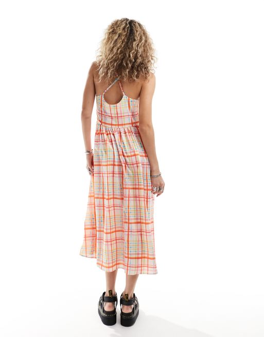 Daisy Street relaxed cami smock dress in rainbow plaid, 2 of 4