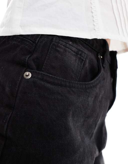 Daisy Street relaxed denim jorts in washed black