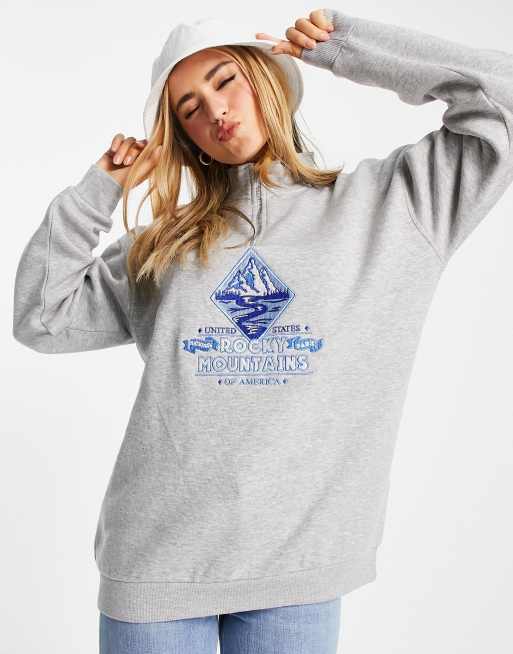 Daisy Street relaxed funnel neck sweatshirt with rocky mountains