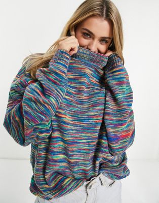 Daisy Street relaxed high neck jumper in space knit