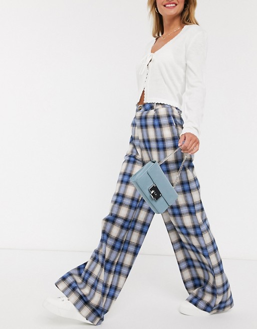 Daisy Street relaxed high waist trousers in vintage check