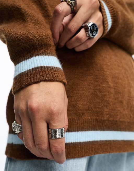 Daisy Street relaxed jumper in brown with retro heart knit, 3 of 4