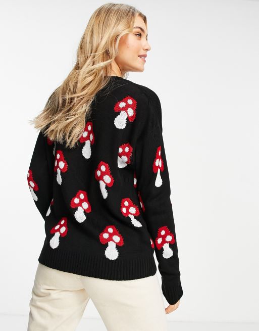 Daisy Street relaxed knitted jumper in mushroom print | ASOS