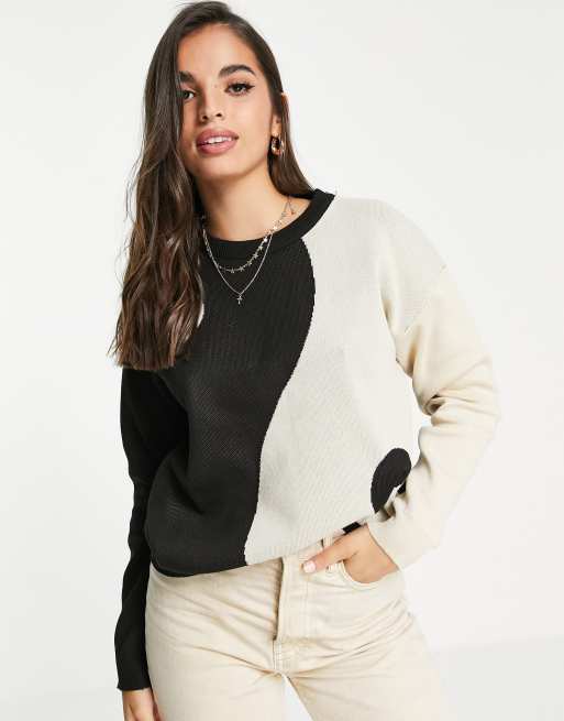 Daisy Street relaxed knitted yin and yang sweater