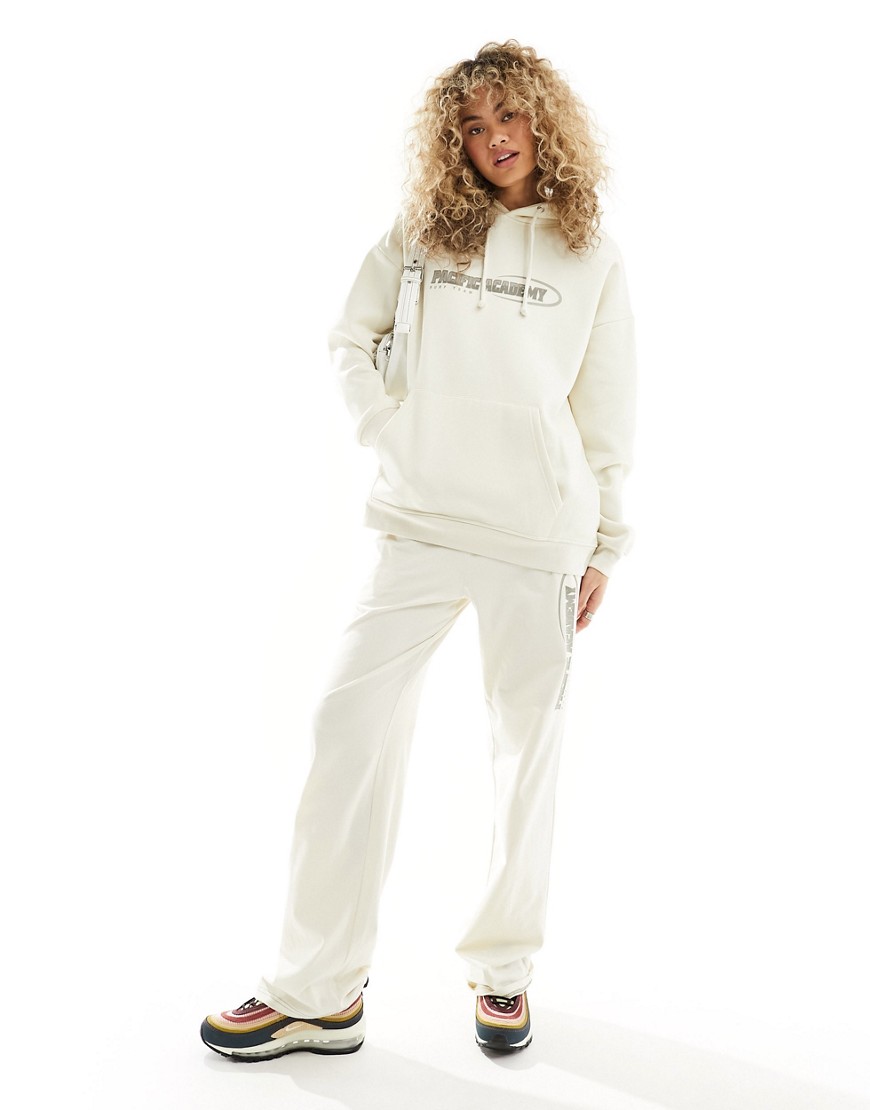 Daisy Street relaxed oversized hoodie co-ord with pacific academy print-White