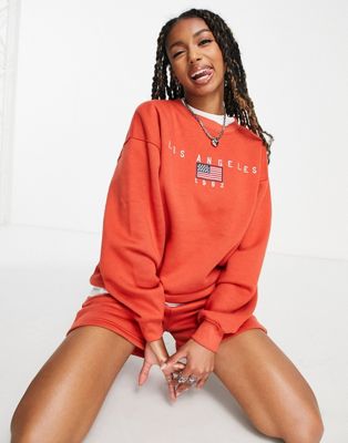 Daisy Street relaxed oversized sweatshirt with LA graphic co-ord