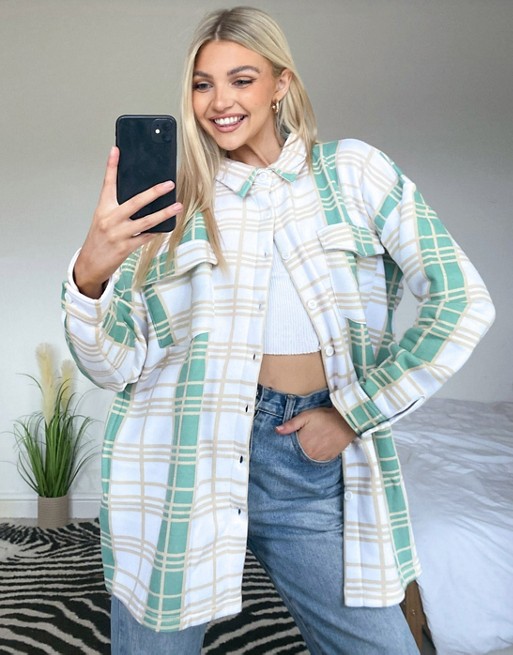 Daisy Street relaxed shacket in pastel check