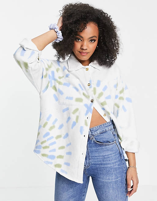 Daisy Street relaxed shirt in tie dye co-ord