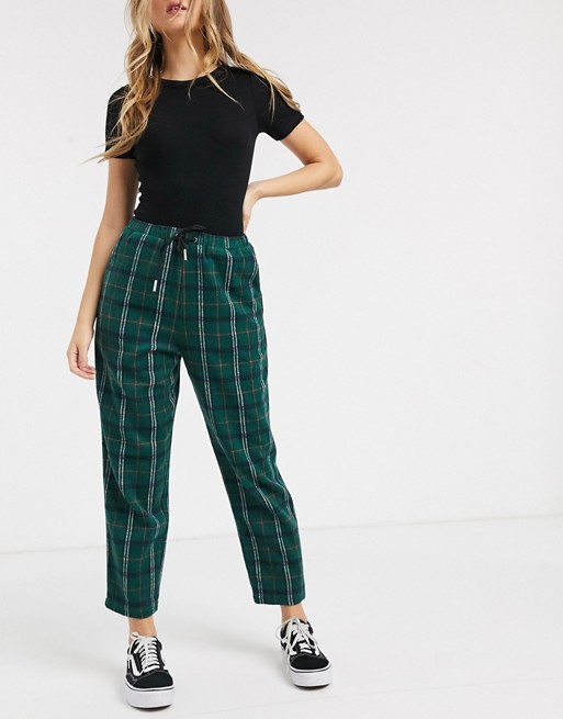 Daisy Street relaxed straight leg pants with drawstring waist in check ...