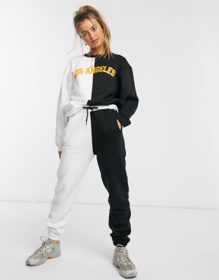 split colour joggers