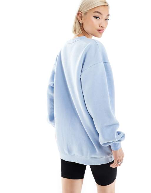 Daisy Street relaxed sweatshirt in blue with Italy embroidery, 4 of 4
