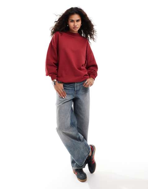 Daisy Street relaxed sweatshirt in cherry red - view 1