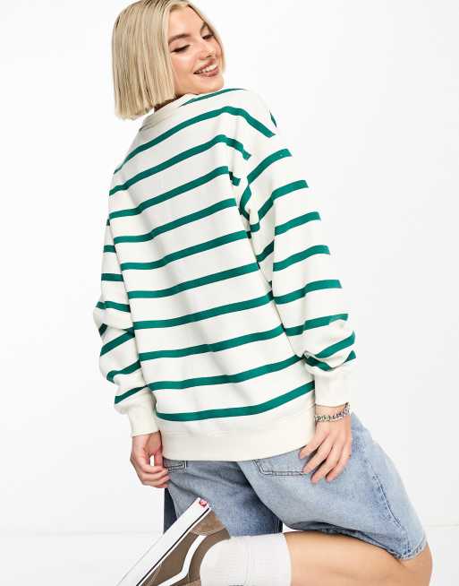 Green and white striped sweatshirt hotsell